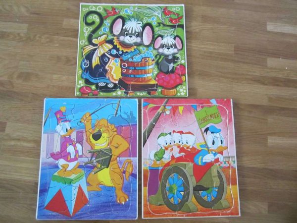 Lot de 3 puzzles vintage sur carton