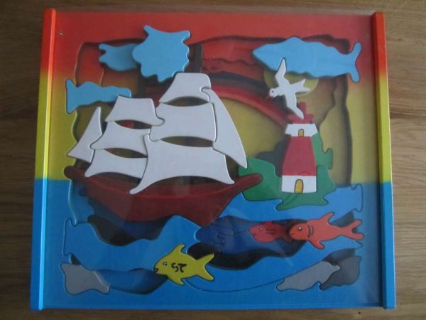 Puzzle en bois coloré "Segelschiff 3D" (39 pièces) BSZ