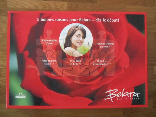 Puzzle publicitaire "Belara" avec motif rose rouge (neuf)