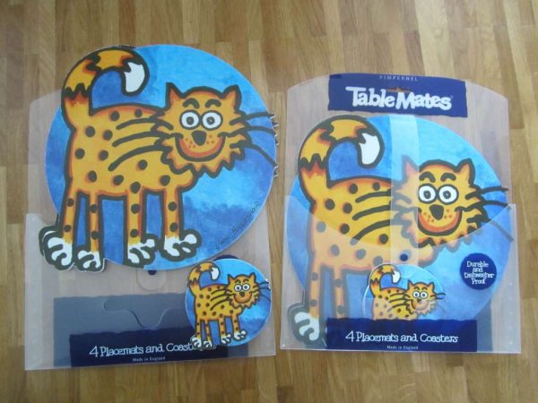 2 x Lot de 4 sets de tables et dessous de verre "chat"