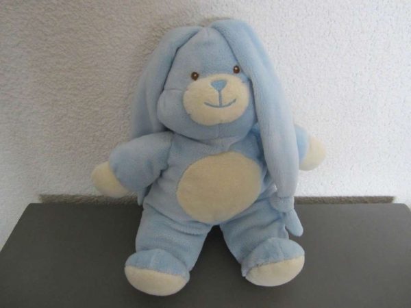 Doudou bleu et blanc (env. 27 cm)
