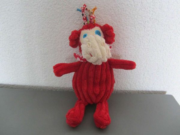 Doudou singe rouge Bogos Les Déglingos (env. 23 cm)