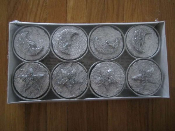 Lot de 8 bougies à réchaud argentées