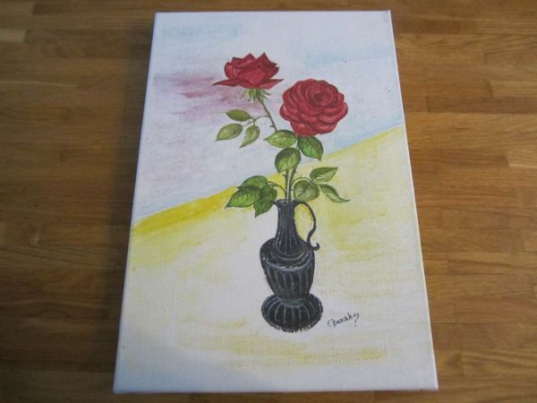 Toile peinte : selon photo (dimensions : env. 27 x 40 cm)