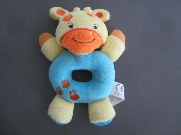 Peluche anneau hochet girafe en tissu "Logitoys" d'occasion