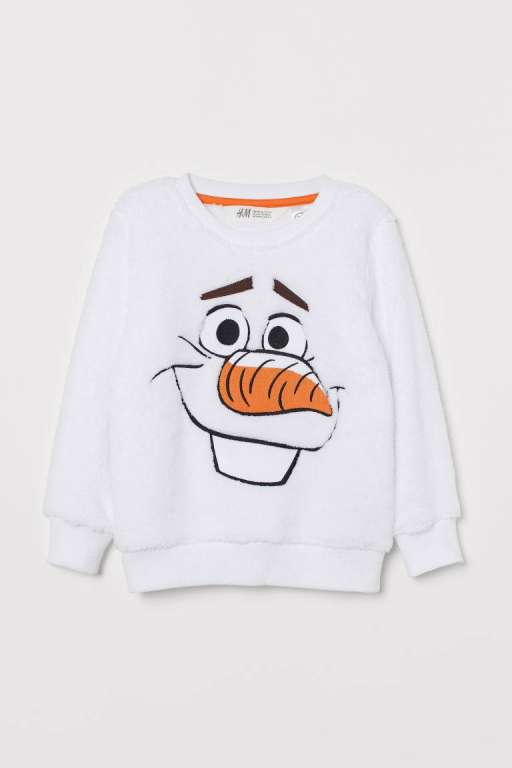 Pull Sweat blanc avec motif "Olaf" Reine des Neiges 134/140