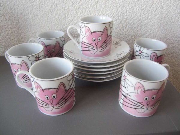 Lot de 6 tasses & sous-tasses : selon photo