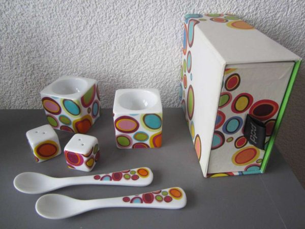 Coffret 2 coquetiers, 2 cuillères, poivre & sel - ppd