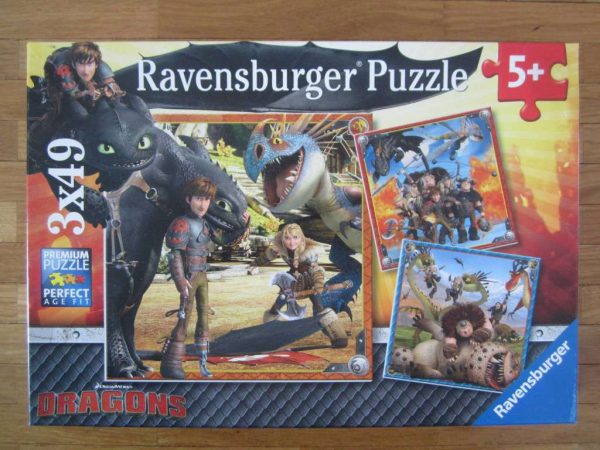 Puzzle Ravensburger 3x49 DRAGONS (en parfait état)