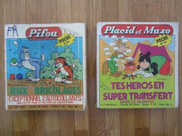Lot de 2 BD poche Pifou + Placid & Muzo, anciennes éd. 1975