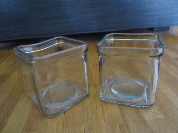 Lot de 2 vases carrés transparents 