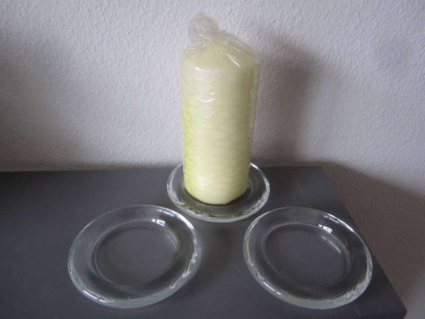 Lot de 3 bougeoirs en verre transparent (sans bougie)