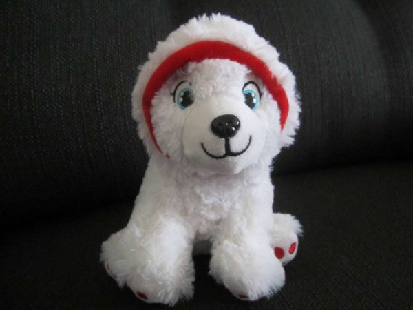 Ours blanc "Bibi choc" avec bonnet (env. 18 cm)