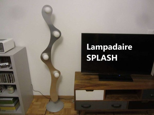 Lampe alu "SPLASH" 4 ampoules LED, hauteur env. 146 cm