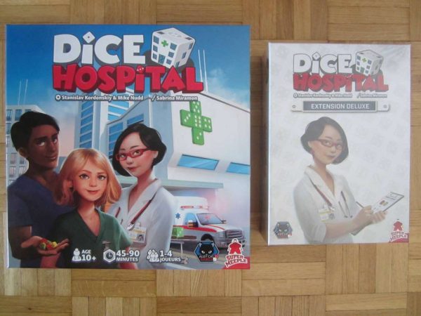 Jeu Dice Hospital (parfait état) + Extension Deluxe (neuf)