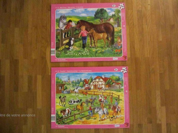 Lot de 2 puzzles cadre 40 pces & 34 pces (3+) en bon état