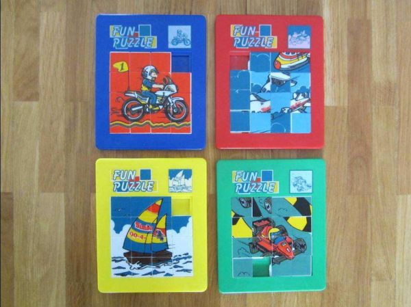 Lot de 4 jeux pousse-pousse : Fun puzzle env. 12 x 9.5 cm