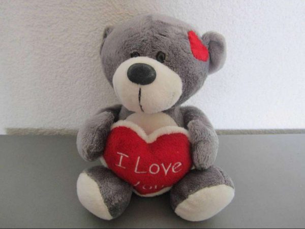 Peluche avec coeur "I Love You" (environ 24 cm)