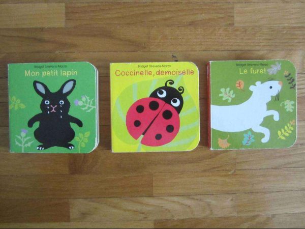 Lot de 3 mini livres cartonnés 8 x 8 cm, en bon état.
