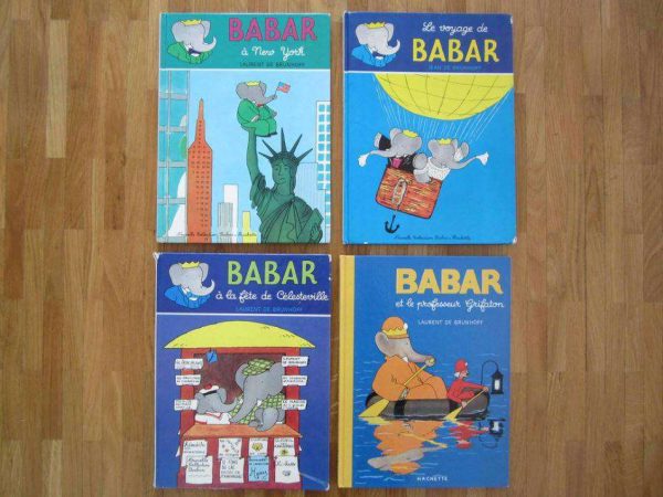 Lot 4 anciennes éditions "BABAR", Laurent de Brunhoff