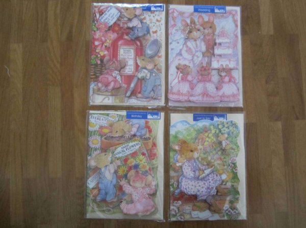 Lot de 4 cartes de voeux (neuves, emballées)