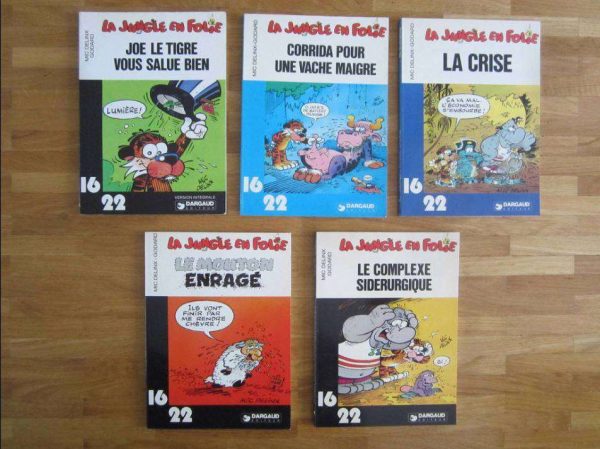 Lot de 5 BD 16/22 Dargaud éditeur "La Jungle en folie"