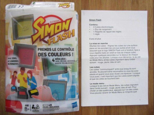 Jeu Simon Flash électronique - Hasbro, avec règles imprimées