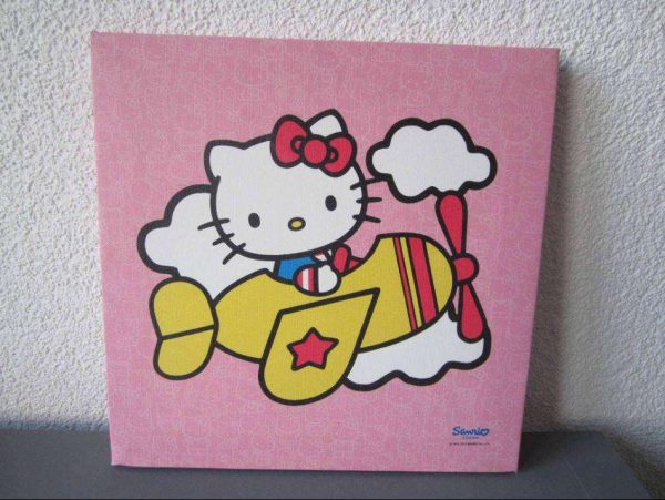 Petite toile Hello Kitty (dimensions : 25 x 25 cm)