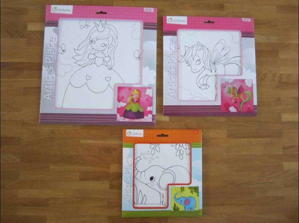 Lot de 3 cartons toilés prédessinés à peindre (neufs)