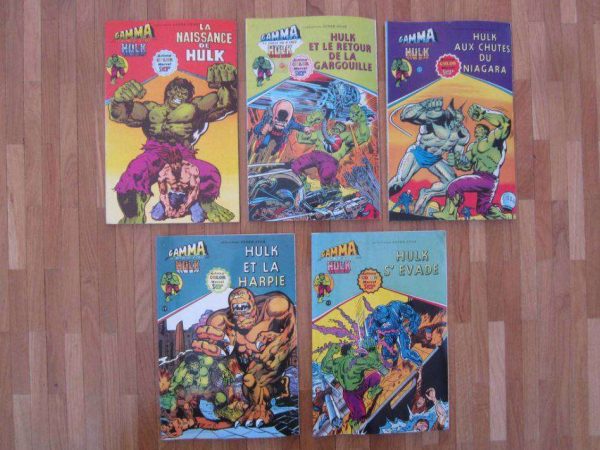Lot de 5 Comics Gamma HULK, anciennes éditions 1979-80.