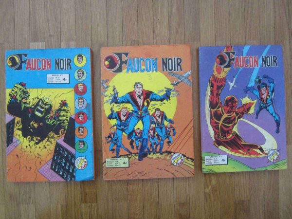 Lot de 3 comics FAUCON NOIR, anciennes éditions 1977.