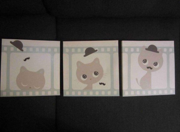 Lot de 3 toiles "chat" vertbaudet 25 x 25 cm (d'occasion)